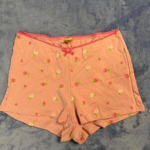 Messy bun just chillin Pink floral shorts women Size: S